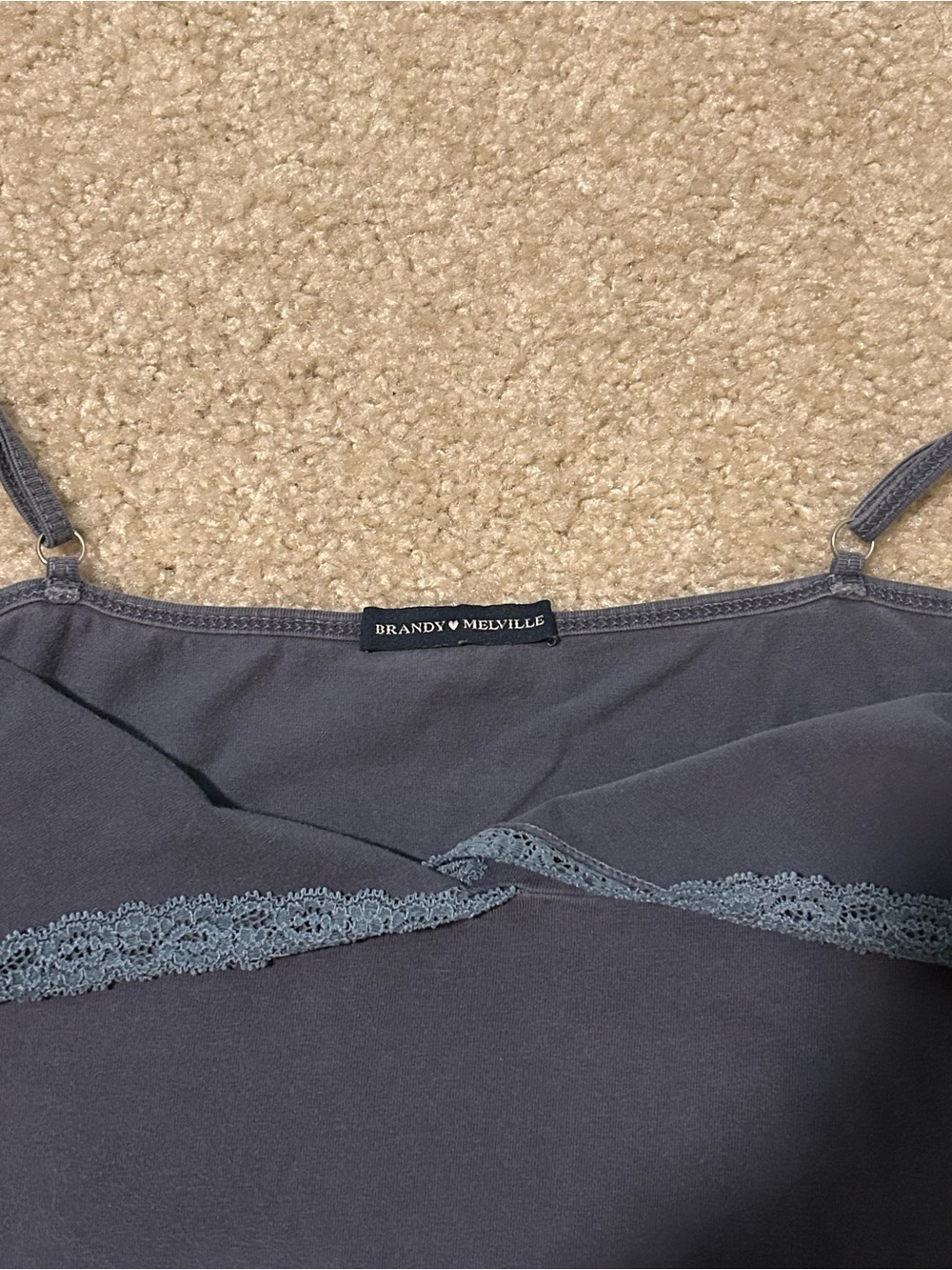 Brandy Melville Dusty Blue Lace-Trim Cami - Picture 3 of 3
